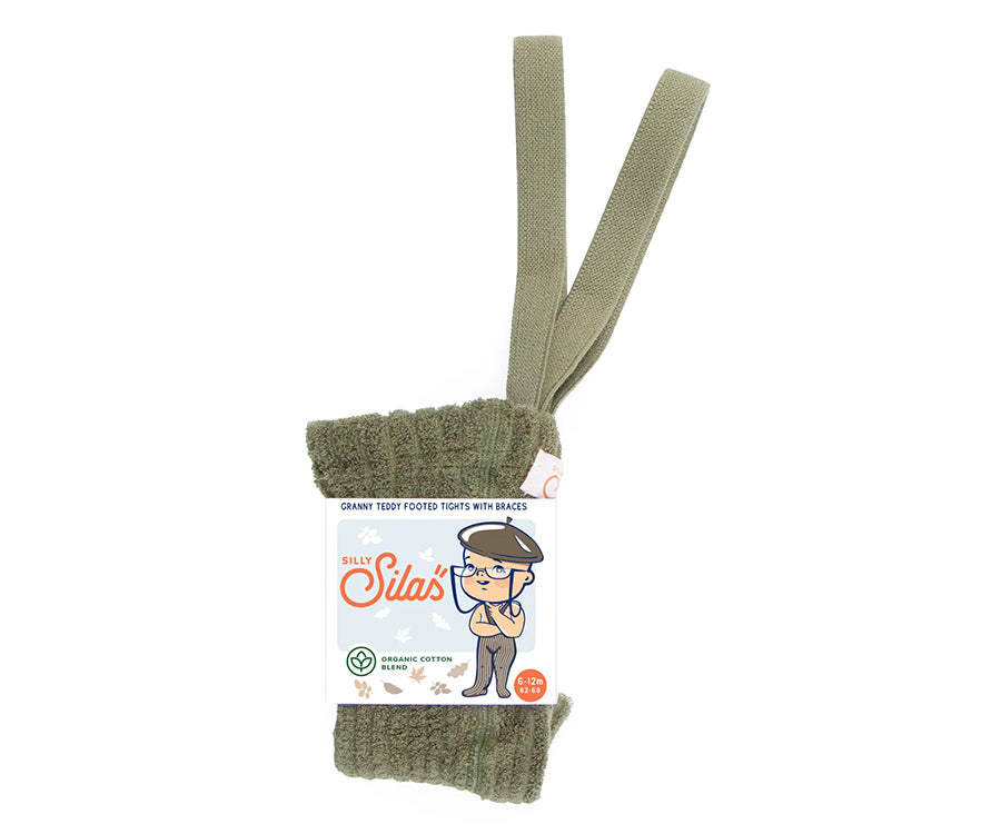 Silly Silas – Granny Teddy Footed tights, Olive
