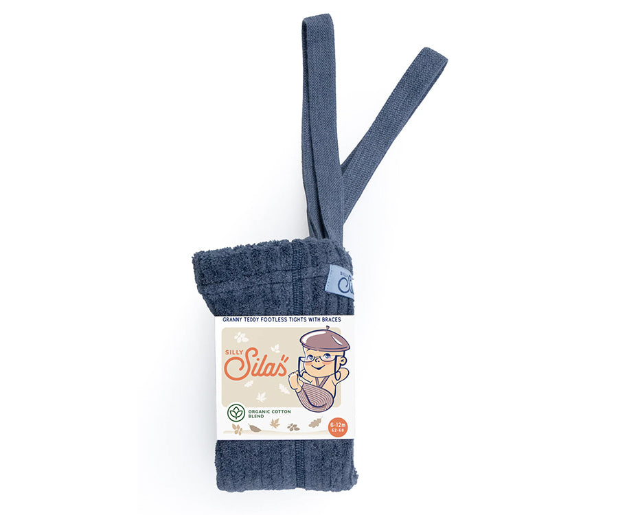 Silly Silas – Granny Teddy Footless tights, Steel Blue Blend