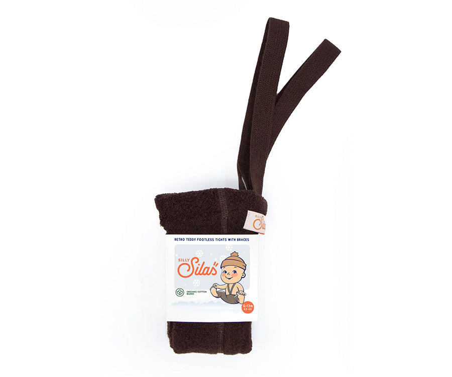 Silly Silas – Teddy Footless tights, Chocolate Brown