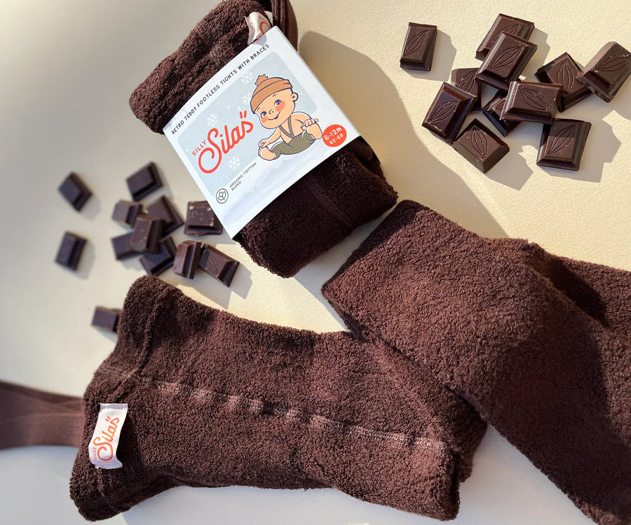 Silly Silas – Teddy Footless tights, Chocolate Brown