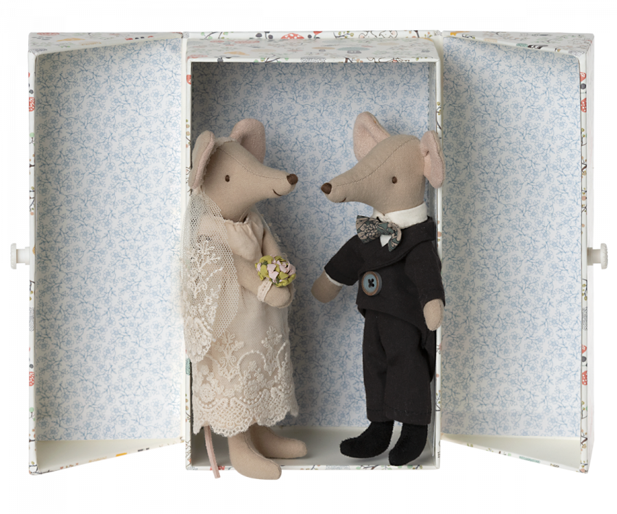 Maileg – Bröllopspar i låda, bröllopsmöss som gifter sig
