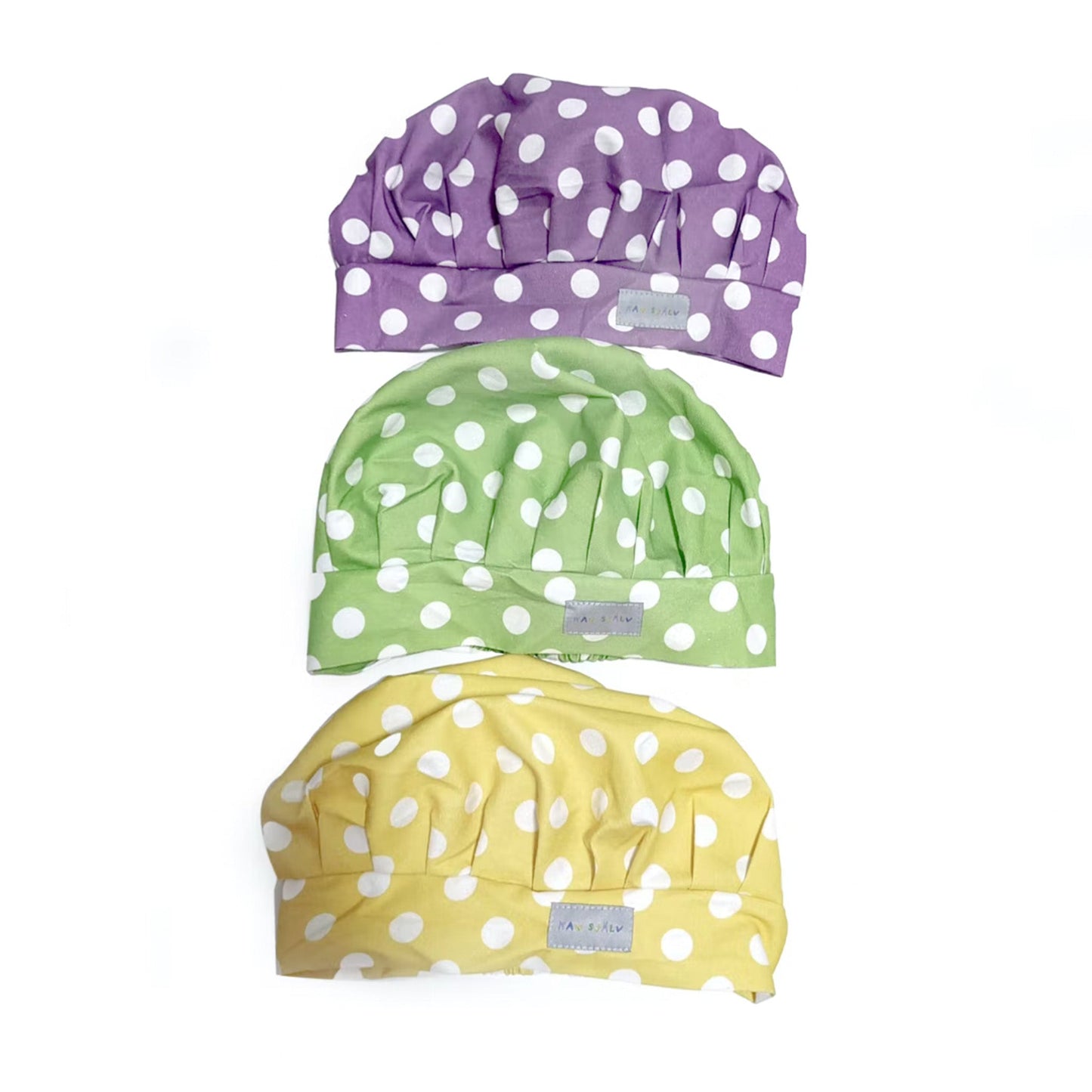 Bake with Alma – Baker's hat purple with white dots