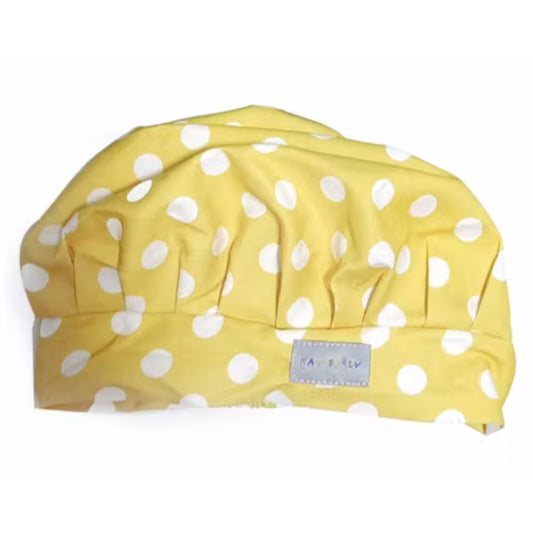 Bake with Alma – Baker's hat yellow with white dots